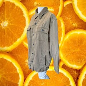 Alesbury Mens Olive Cotton Canvas Lined Shirt Jacket Shacket Size Large MW30028